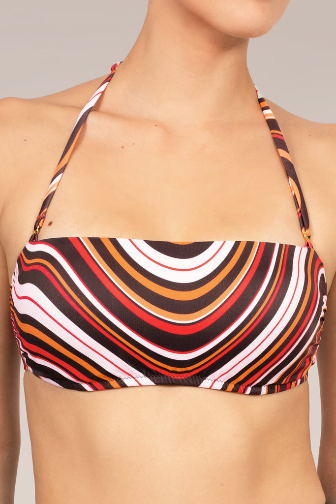 Manon Bandeau Bikini Top Retro Print