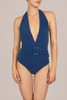 Nada Deep Plunge One Piece in Mid Blue